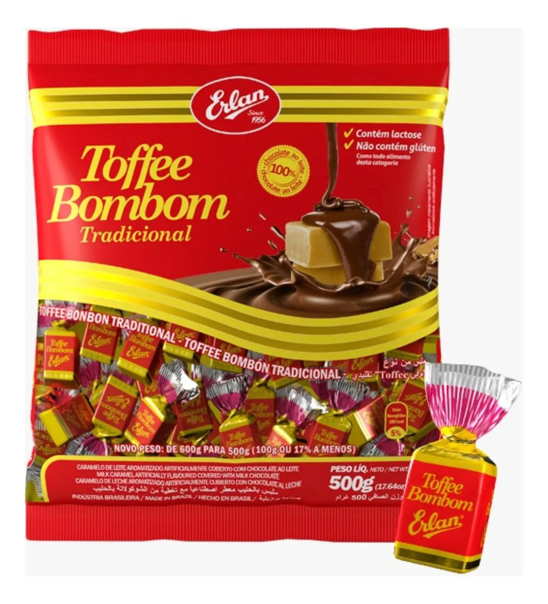 Bala Toffe Erlan Bombom Tradicional (500g)
